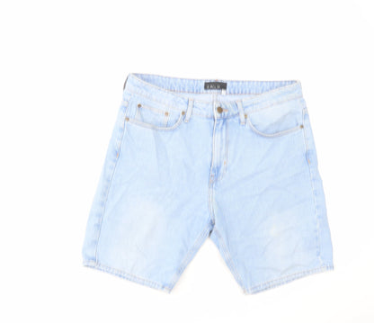 As Well 2A Womens Blue Cotton Bermuda Shorts Size L L8 in Regular Zip