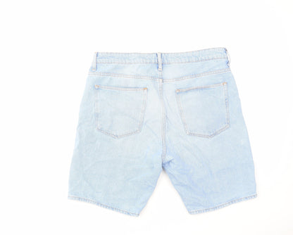 As Well 2A Womens Blue Cotton Bermuda Shorts Size L L8 in Regular Zip