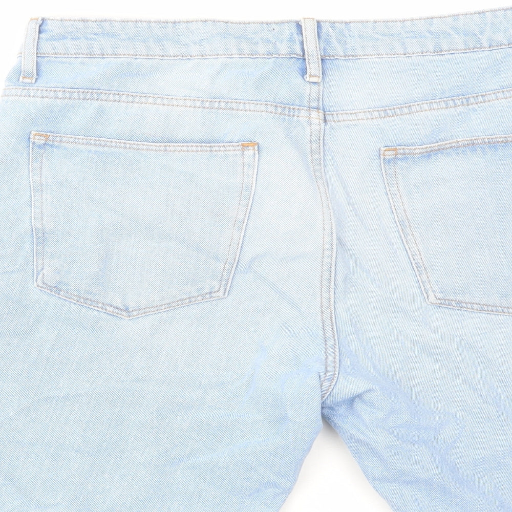 As Well 2A Womens Blue Cotton Bermuda Shorts Size L L8 in Regular Zip