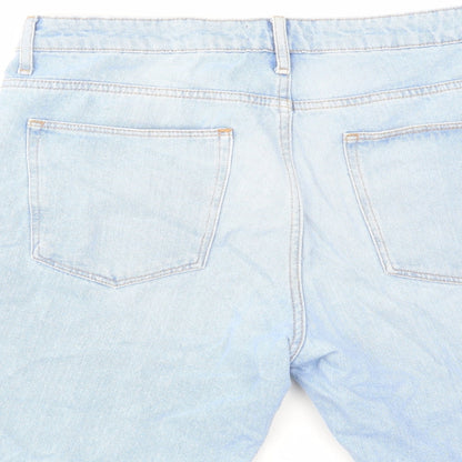 As Well 2A Womens Blue Cotton Bermuda Shorts Size L L8 in Regular Zip
