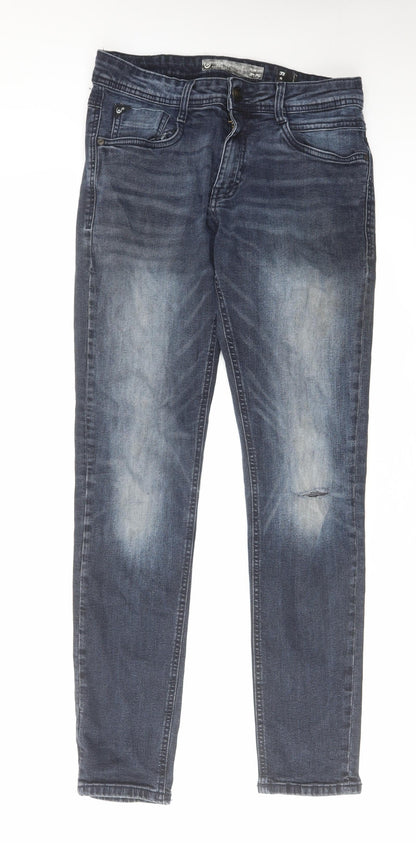 Duck & Cover Mens Blue Cotton Straight Jeans Size 32 in L31 in Slim Zip