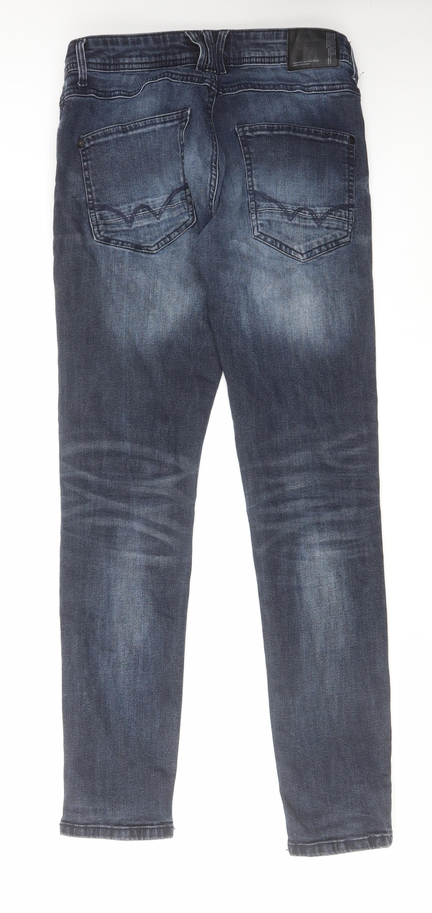 Duck & Cover Mens Blue Cotton Straight Jeans Size 32 in L31 in Slim Zip