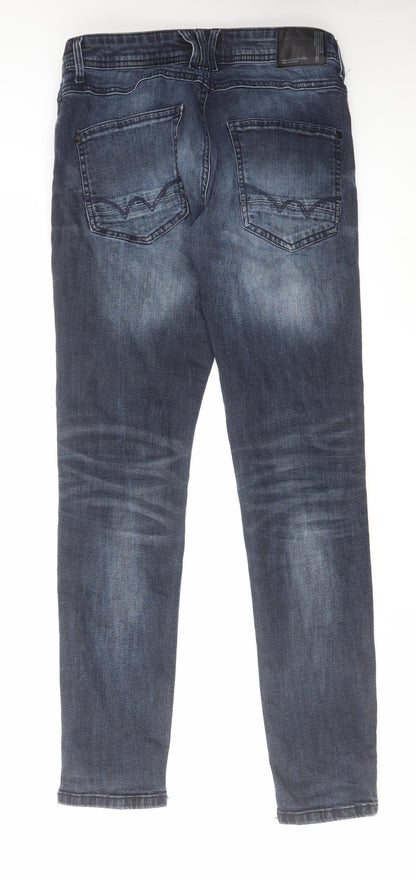 Duck & Cover Mens Blue Cotton Straight Jeans Size 32 in L31 in Slim Zip