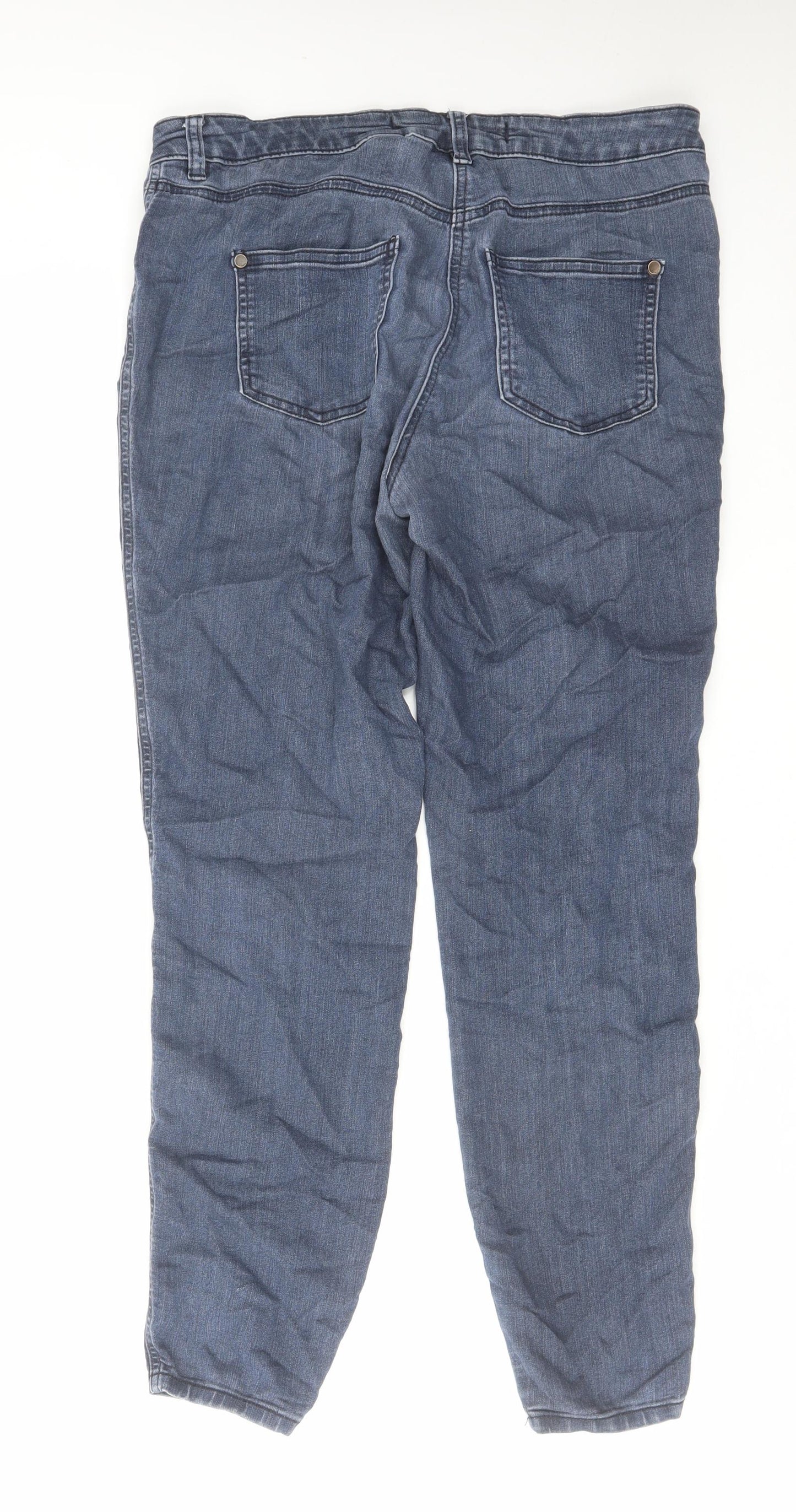 NEXT Womens Black Cotton Tapered Jeans Size 14 L29 in Regular Zip