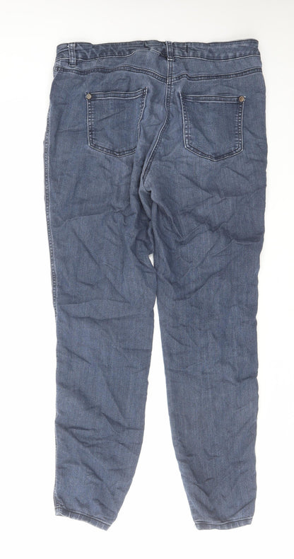 NEXT Womens Black Cotton Tapered Jeans Size 14 L29 in Regular Zip