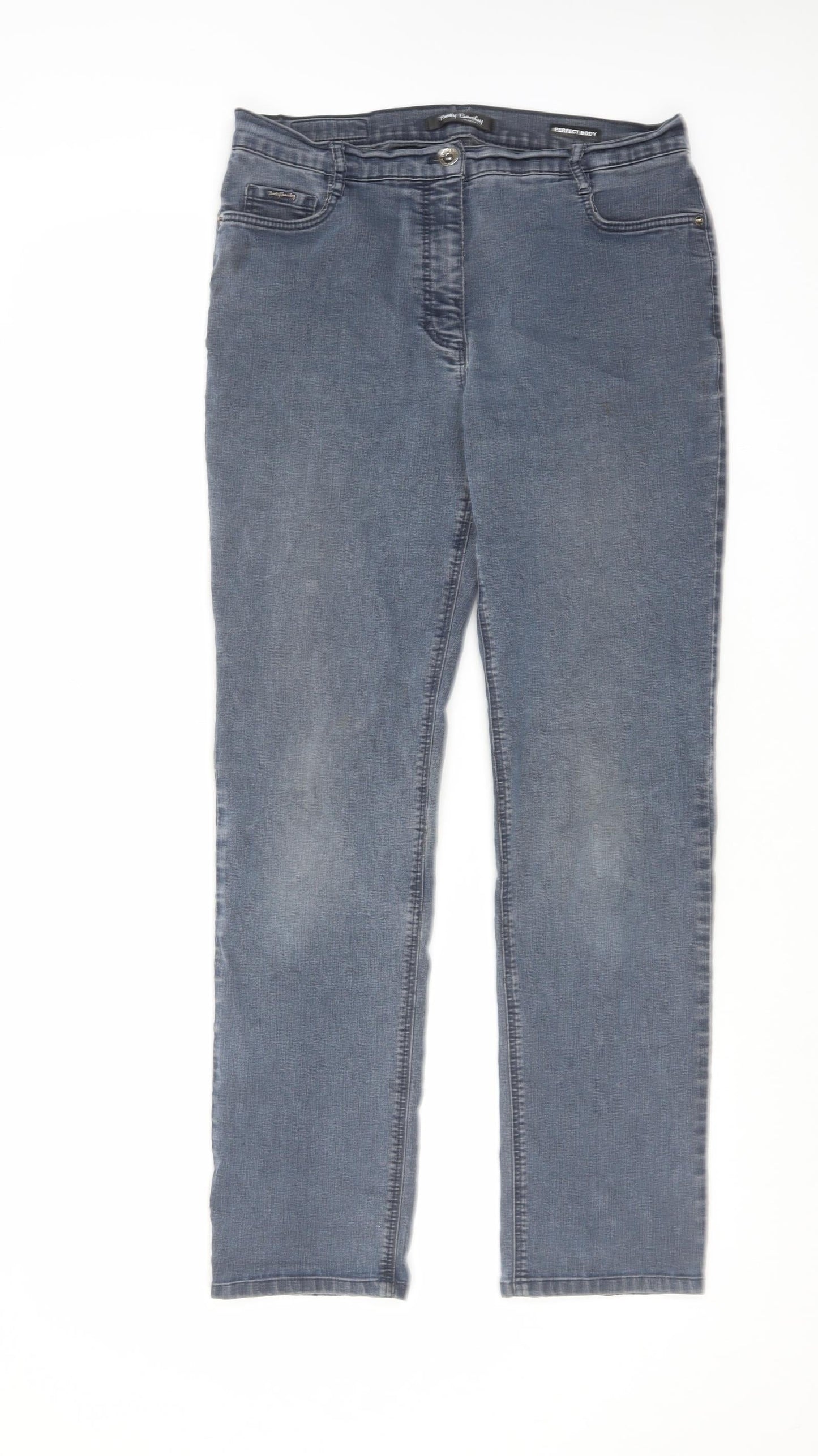 Betty Barclay Womens Blue Cotton Straight Jeans Size 30 in L29 in Regular Zip