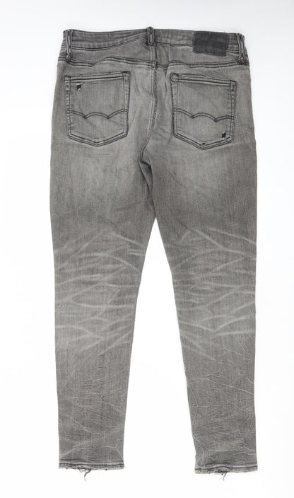American Eagle Outfitters Mens Grey Cotton Straight Jeans Size 32 in L30 in Regular Zip