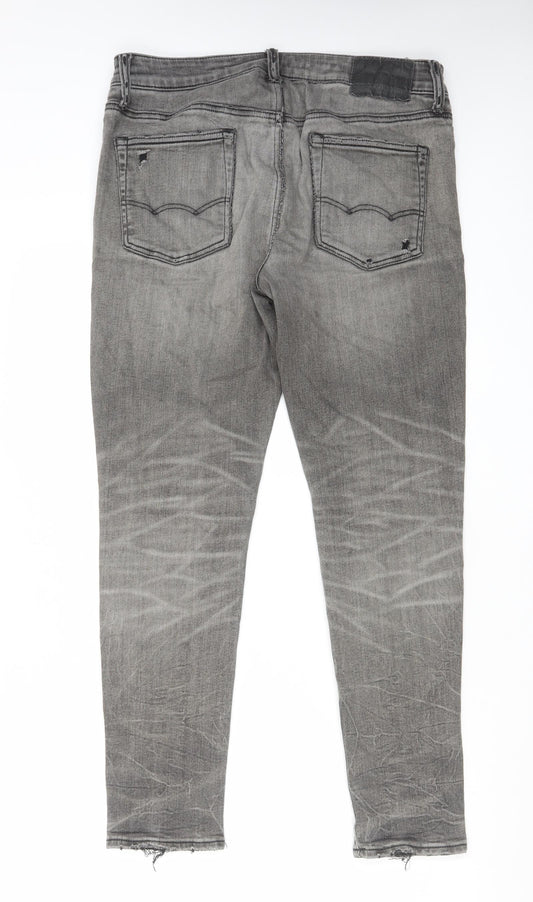 American Eagle Outfitters Mens Grey Cotton Straight Jeans Size 32 in L30 in Regular Zip
