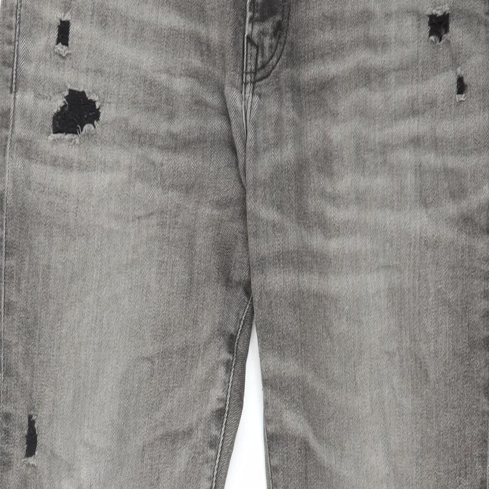 American Eagle Outfitters Mens Grey Cotton Straight Jeans Size 32 in L30 in Regular Zip