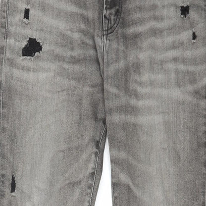 American Eagle Outfitters Mens Grey Cotton Straight Jeans Size 32 in L30 in Regular Zip