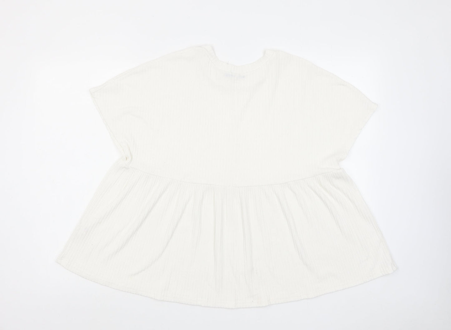 Boohoo Womens White Polyester Basic T-Shirt Size 8 Round Neck