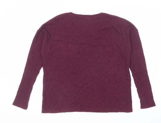 Gap Womens Purple V-Neck Polyester Pullover Jumper Size S