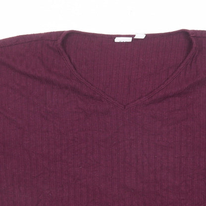 Gap Womens Purple V-Neck Polyester Pullover Jumper Size S