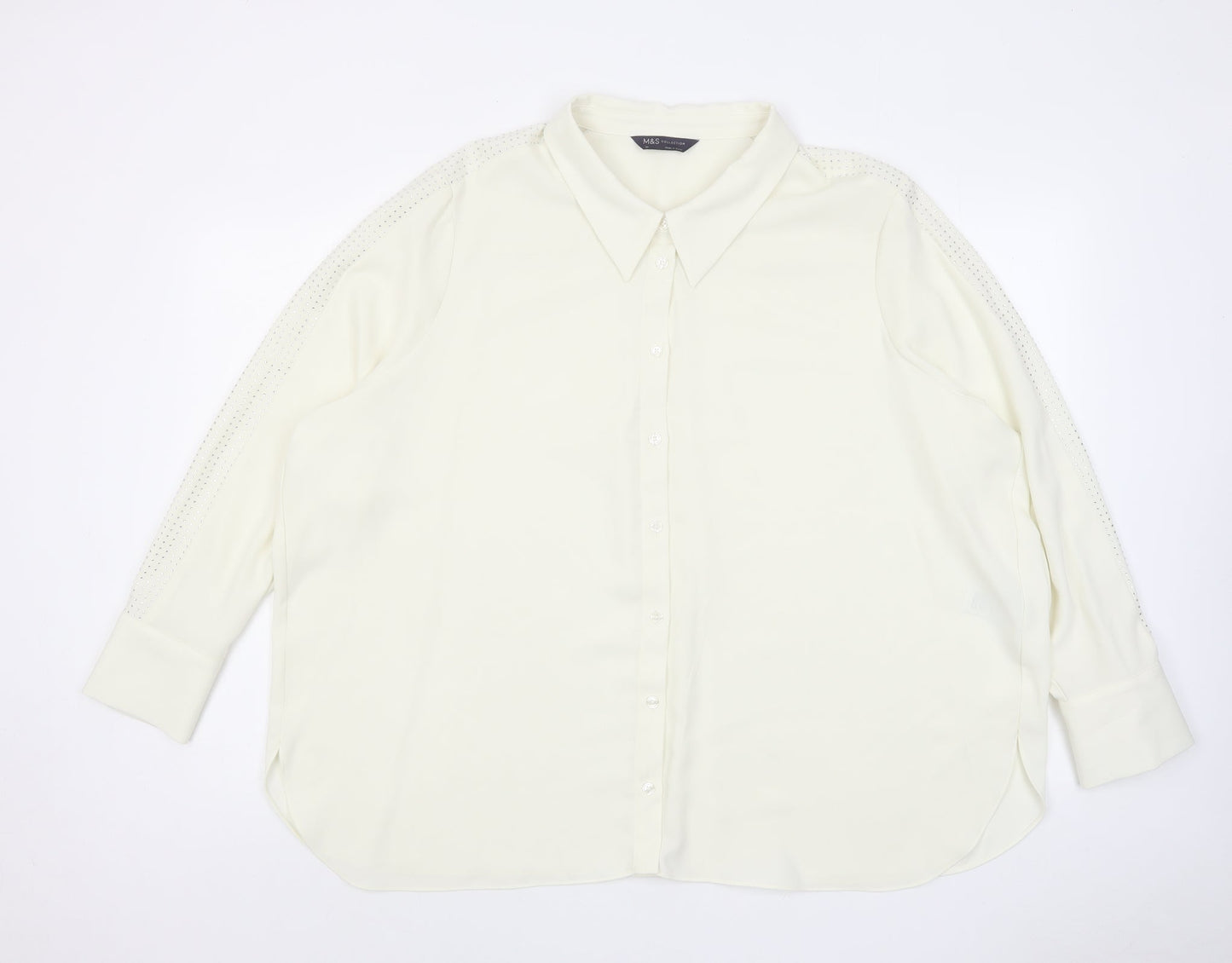 Womens UK Size 24 Marks and Spencer Ivory Basic Button-Up