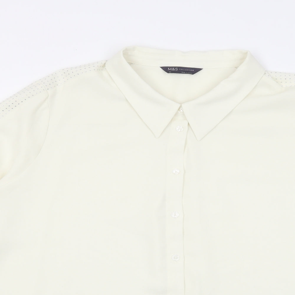Womens UK Size 24 Marks and Spencer Ivory Basic Button-Up