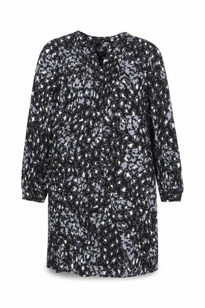 Marks and Spencer Womens Black Geometric Viscose Shift Size 14 V-Neck Pullover