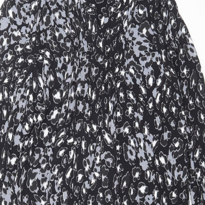 Marks and Spencer Womens Black Geometric Viscose Shift Size 14 V-Neck Pullover