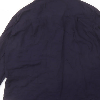 Zara Womens Blue Polyester Basic Button-Up Size L Collared