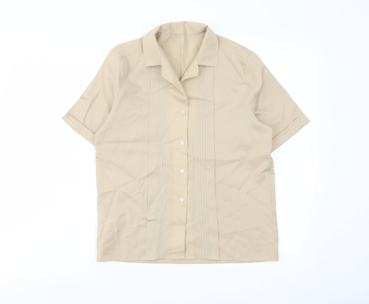 Womens UK Size 10 St Michael Beige Basic Button-Up