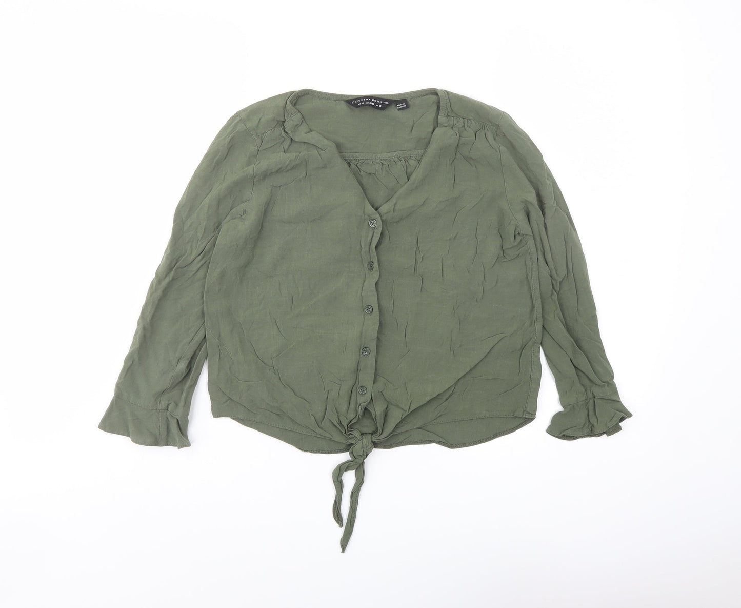Womens UK Size 8 Dorothy Perkins Green Basic Button-Up