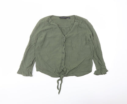 Womens UK Size 8 Dorothy Perkins Green Basic Button-Up