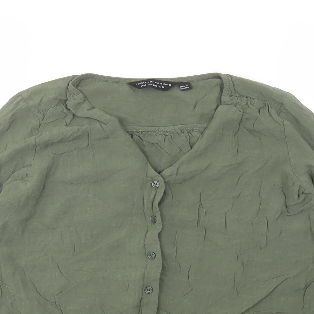 Womens UK Size 8 Dorothy Perkins Green Basic Button-Up