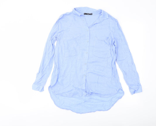Womens UK Size S Mango Blue Basic Button-Up