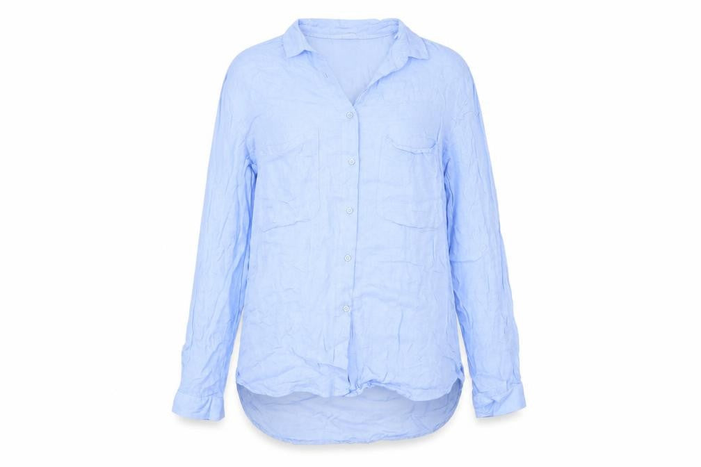 Womens UK Size S Mango Blue Basic Button-Up