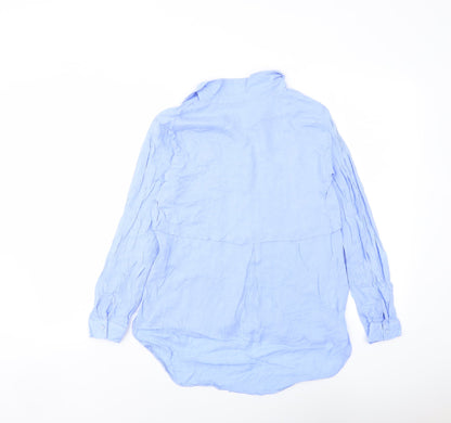 Womens UK Size S Mango Blue Basic Button-Up