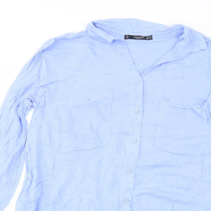 Womens UK Size S Mango Blue Basic Button-Up
