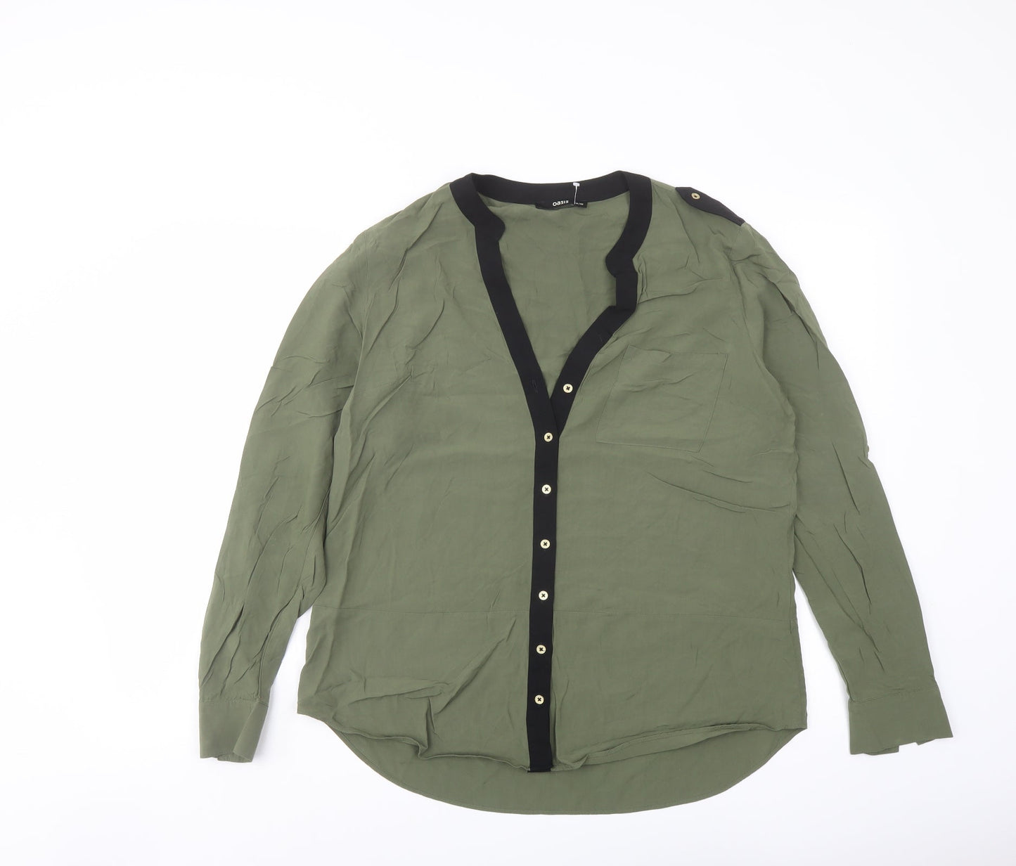 Womens UK Size 14 Oasis Gold Basic Button-Up