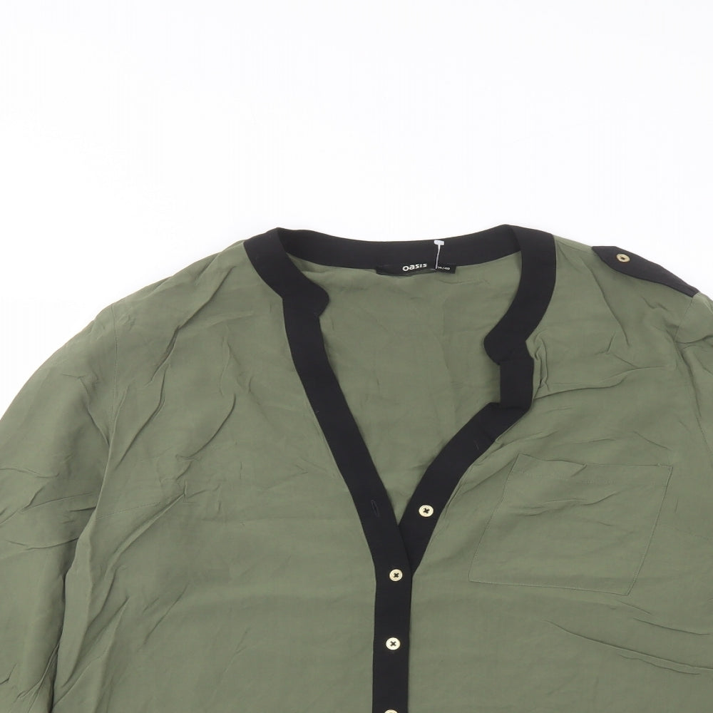 Womens UK Size 14 Oasis Gold Basic Button-Up