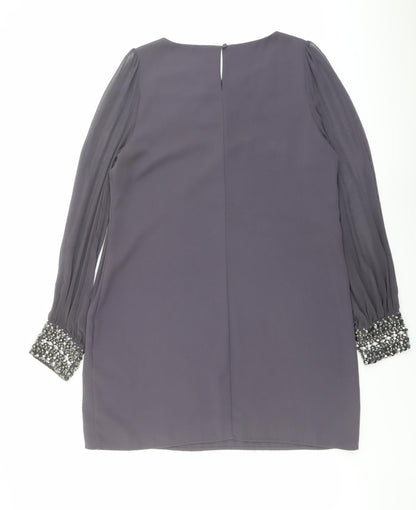Warehouse Womens Grey Polyester A-Line Size 16 Round Neck Button
