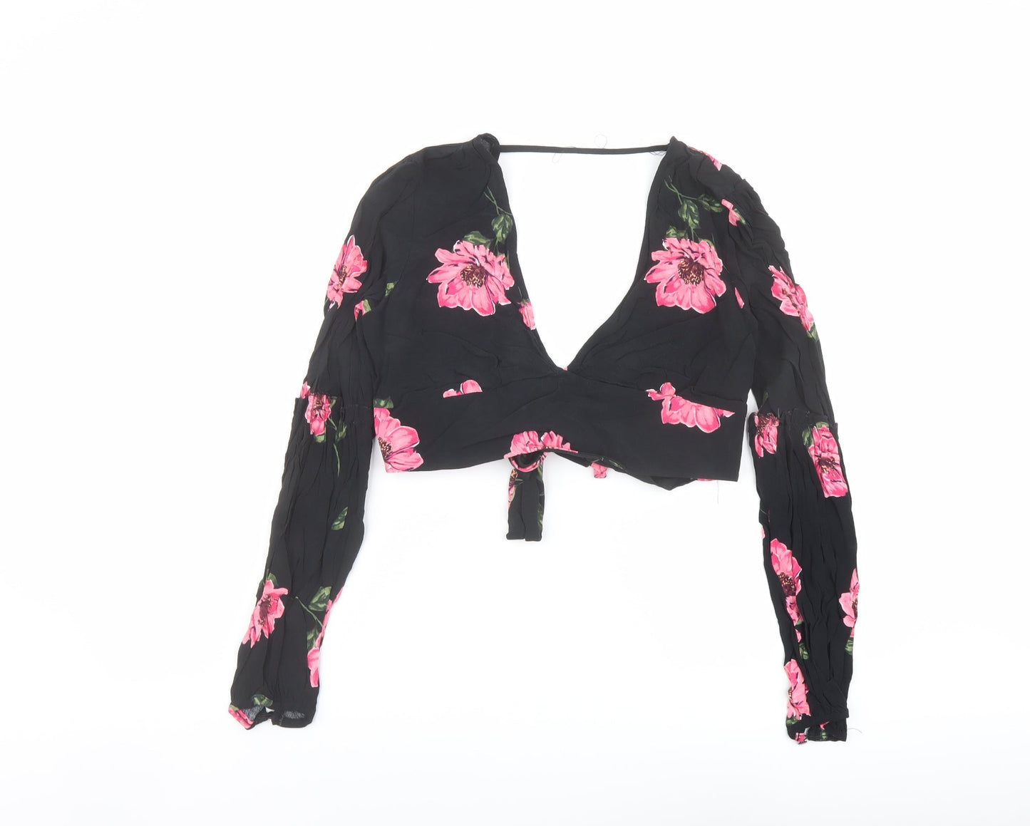 Womens UK Size 12 Nobody's Child Black Cropped Blouse