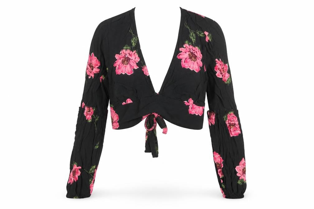 Womens UK Size 12 Nobody's Child Black Cropped Blouse