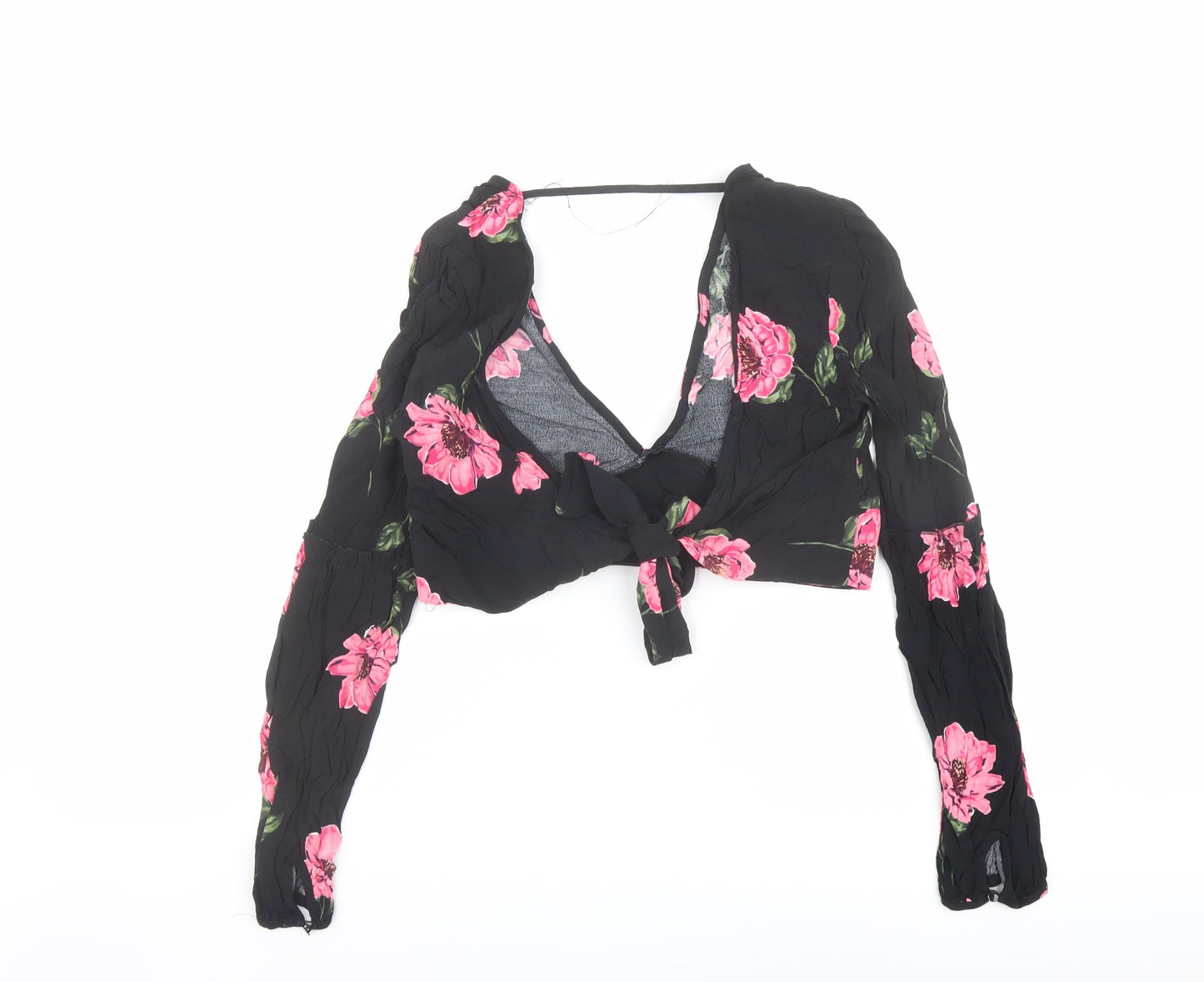 Womens UK Size 12 Nobody's Child Black Cropped Blouse