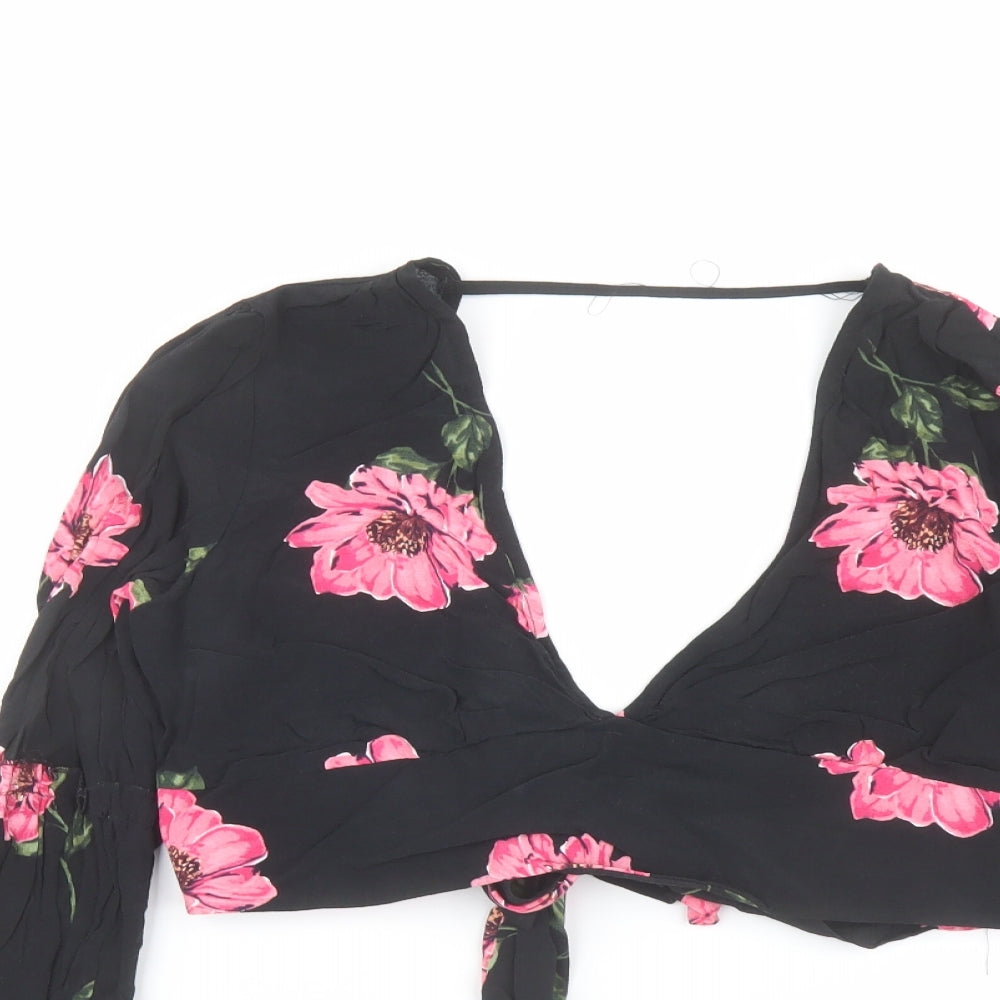 Womens UK Size 12 Nobody's Child Black Cropped Blouse