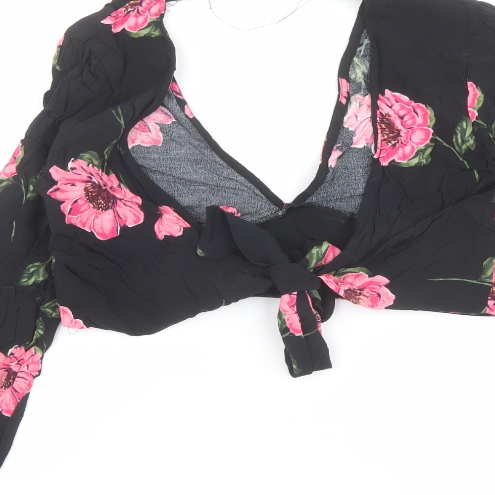 Womens UK Size 12 Nobody's Child Black Cropped Blouse