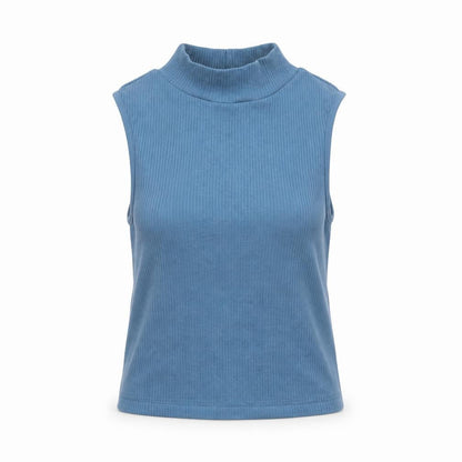 Zara Womens Blue Nylon Basic Tank Size XS Mock Neck