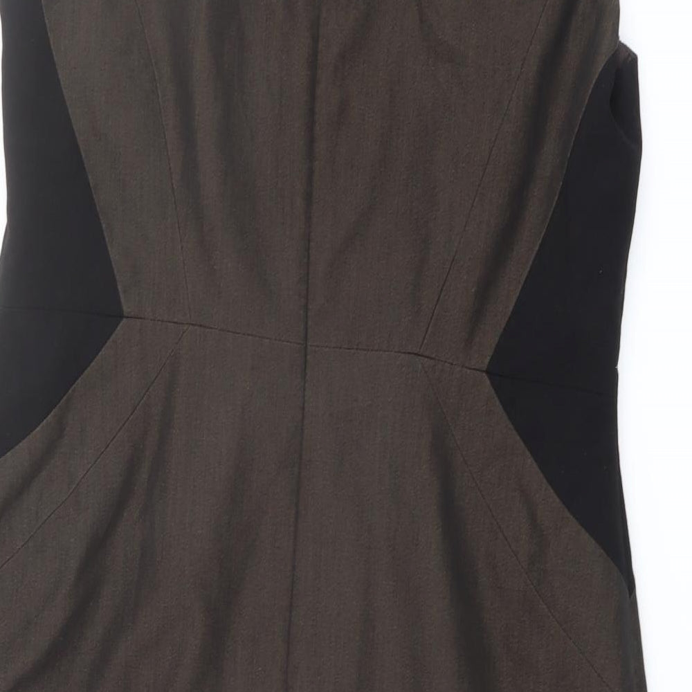 NEXT Womens Brown Polyester Shift Size 16 V-Neck Zip