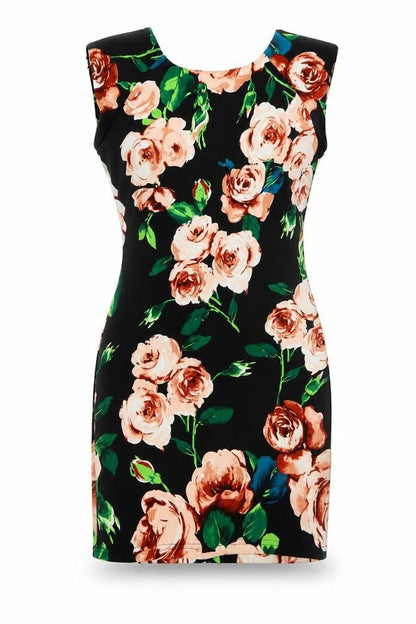 AX Paris Womens Multicoloured Floral Polyester Shift Size 8 Round Neck Zip - Roses