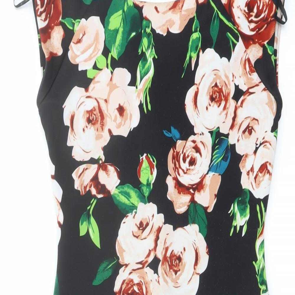 AX Paris Womens Multicoloured Floral Polyester Shift Size 8 Round Neck Zip - Roses