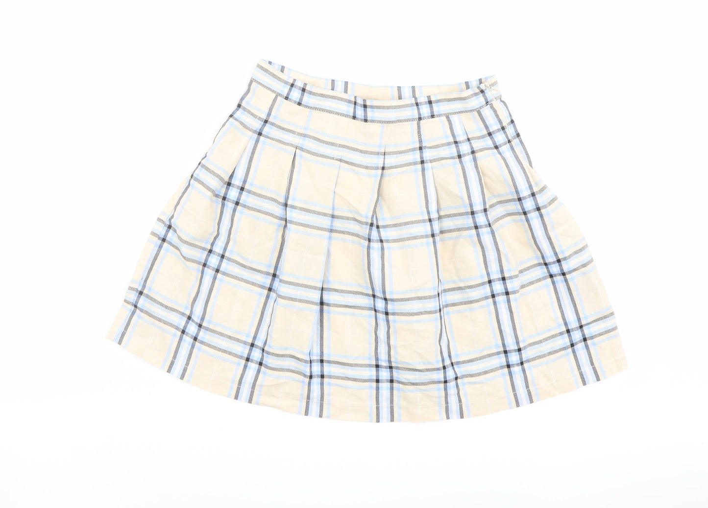 ASOS Womens Beige Plaid Cotton Mini Skirt Size 8 Zip
