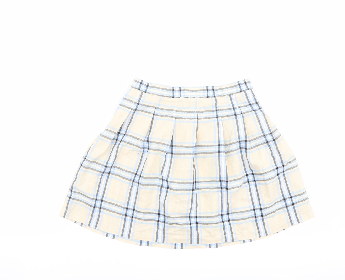 ASOS Womens Beige Plaid Cotton Mini Skirt Size 8 Zip