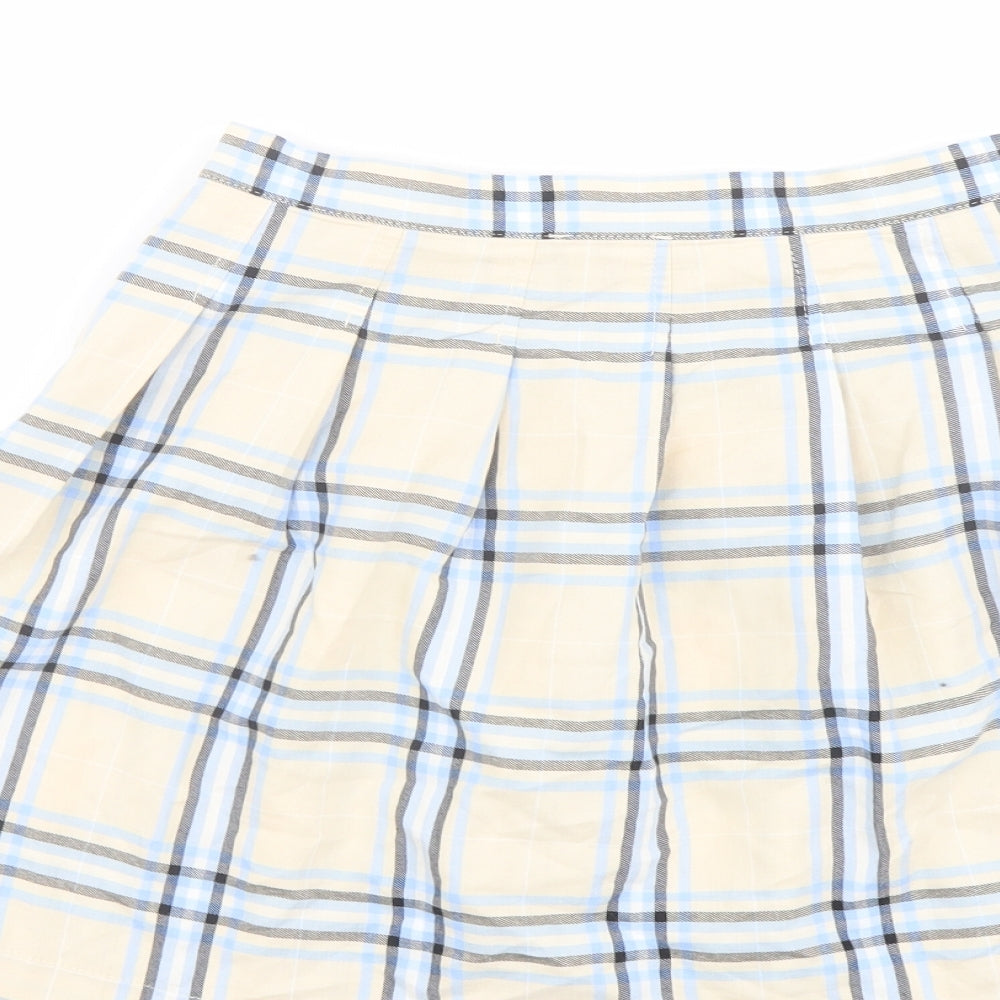 ASOS Womens Beige Plaid Cotton Mini Skirt Size 8 Zip