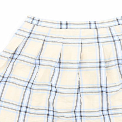 ASOS Womens Beige Plaid Cotton Mini Skirt Size 8 Zip