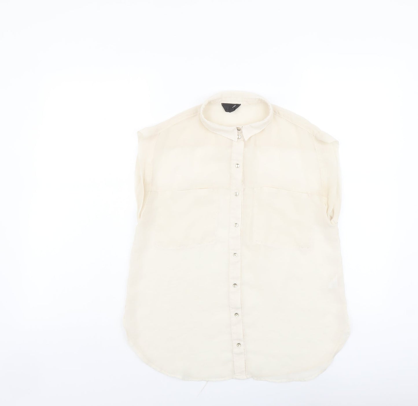 Womens UK Size 6 Topshop Beige Basic Button-Up