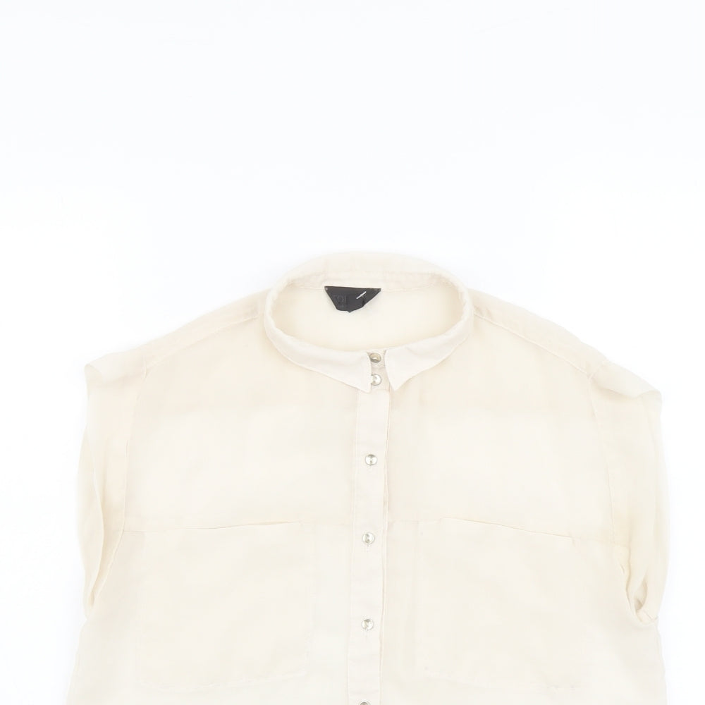 Womens UK Size 6 Topshop Beige Basic Button-Up