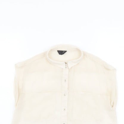 Womens UK Size 6 Topshop Beige Basic Button-Up