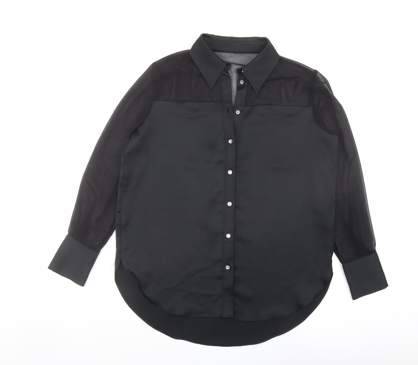 Womens UK Size 10 River Island Black Basic Button-Up